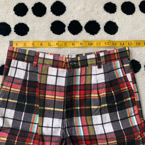 Vintage 70s Pleated High Rise Plaid Bermuda Trouser Shorts - Picture 7 of 10